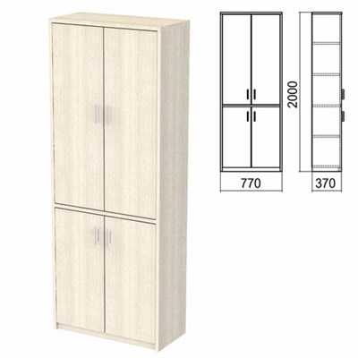 Шкаф закрытый "Арго", 770х370х2000 мм, ясень шимо (КОМПЛЕКТ) 981553