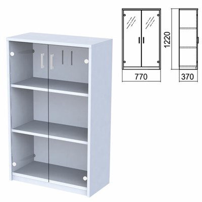 Шкаф закрытый со стеклом "Арго", 770х370х1220 мм, серый (КОМПЛЕКТ) 981562