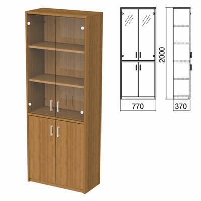 Шкаф закрытый со стеклом "Арго", 770х370х2000 мм, орех (КОМПЛЕКТ) 981556