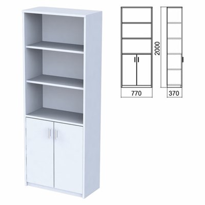 Шкаф полузакрытый "Арго", 770х370х2000 мм, 2 двери, 4 полки, серый 641617