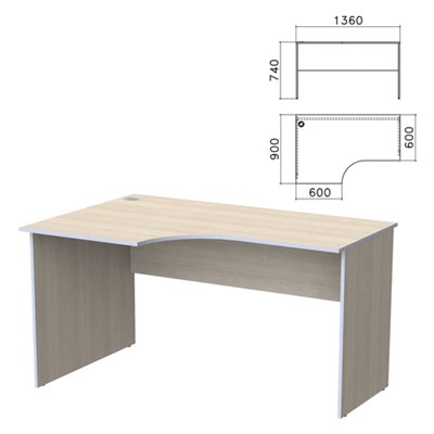 Стол письменный эргономичный "Бюджет", 1360х900х740 мм, левый, дуб шамони светлый, 402662-430 640622