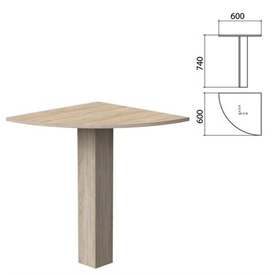 Стол приставной угловой "Бюджет" 600х600х740 мм, дуб сонома, 402664-091 641839