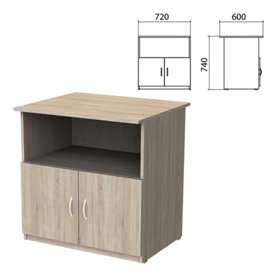 Тумба для оргтехники "Бюджет", 720х600х740 мм, 2 двери, дуб сонома, 402658-091 641845