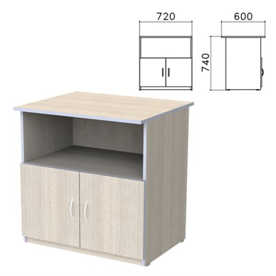 Тумба для оргтехники "Бюджет", 720х600х740 мм, 2 двери, дуб шамони светлый, 402658-430 640632