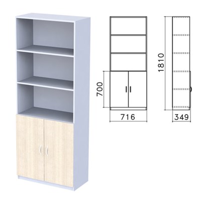 Шкаф полузакрытый "Бюджет", 716х349х1810 мм, дуб шамони светлый (КОМПЛЕКТ) 980594