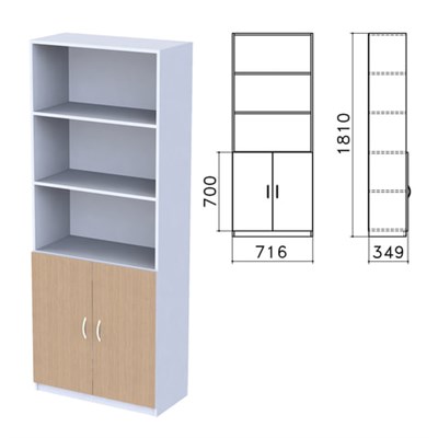 Шкаф полузакрытый "Бюджет", 716х349х1810 мм, орех онтарио (КОМПЛЕКТ) 980595