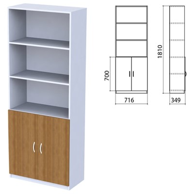 Шкаф полузакрытый "Бюджет", 716х349х1810 мм, орех французский (КОМПЛЕКТ) 981177