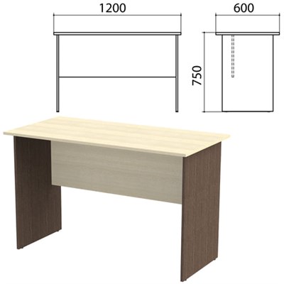 Стол письменный "Канц", 1200х600х750 мм, цвет дуб молочный/венге (КОМПЛЕКТ) 980424