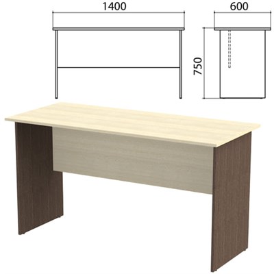 Стол письменный "Канц", 1400х600х750 мм, цвет дуб молочный/венге (КОМПЛЕКТ) 980428