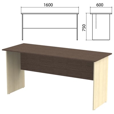 Стол письменный "Канц", 1600х600х750 мм, цвет венге/дуб молочный (КОМПЛЕКТ) 980433