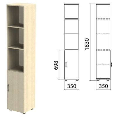 Шкаф полузакрытый "Канц", 350х350х1830 мм, цвет дуб молочный (КОМПЛЕКТ) 980482