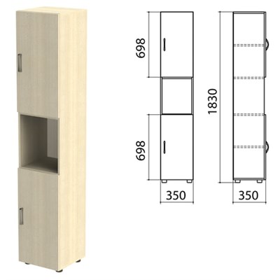Шкаф полузакрытый "Канц", 350х350х1830 мм, цвет дуб молочный (КОМПЛЕКТ) 980486