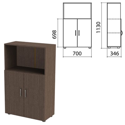Шкаф полузакрытый "Канц", 700х350х1130 мм, цвет венге (КОМПЛЕКТ) 980499