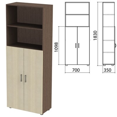 Шкаф полузакрытый "Канц", 700х350х1830 мм, цвет венге/дуб молочный (КОМПЛЕКТ) 980465