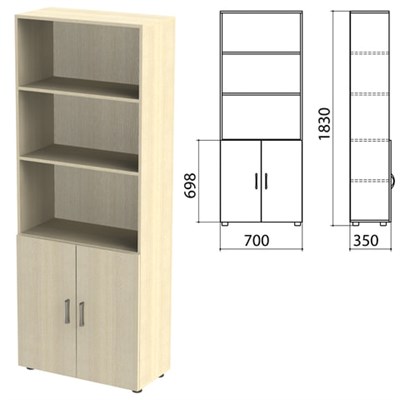 Шкаф полузакрытый "Канц", 700х350х1830 мм, цвет дуб молочный (КОМПЛЕКТ) 980458