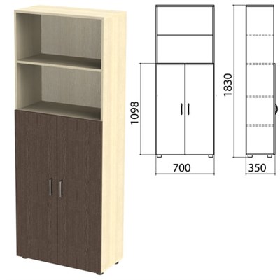 Шкаф полузакрытый "Канц", 700х350х1830 мм, цвет дуб молочный/венге (КОМПЛЕКТ) 980464