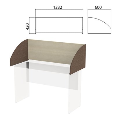 Экран-перегородка "Канц" 1232х600х420 мм, цвет дуб молочный/венге (КОМПЛЕКТ С ФУРНИТУРОЙ) 980532