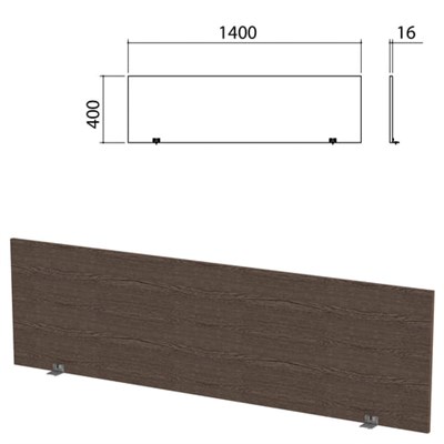 Экран-перегородка "Канц" 1400х16х400 мм, цвет венге (КОМПЛЕКТ С ФУРНИТУРОЙ) 980527