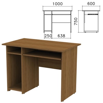 Стол компьютерный "Канц", 1000х600х750 мм, с тумбой, цвет орех пирамидальный, СК24.9 640032