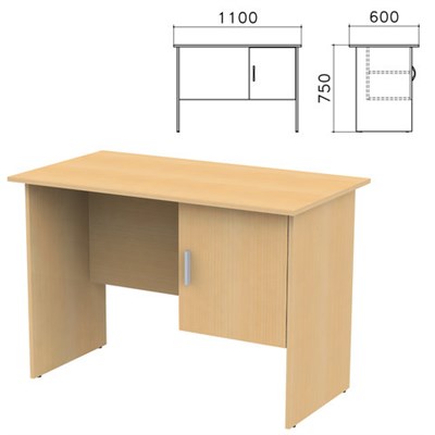 Стол письменный "Канц", 1100х600х750 мм, тумба с дверью, цвет бук невский, СК26.10 640035