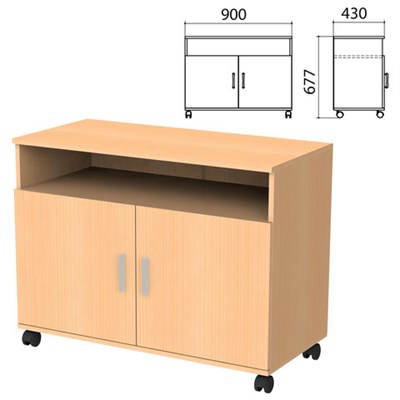 Тумба для оргтехники "Канц", 900х430х677 мм, 2 двери, цвет бук невский, ТК28.10 640062