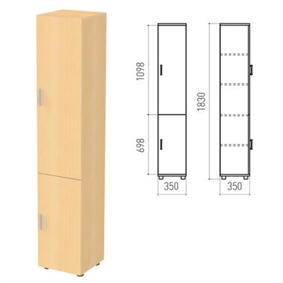 Шкаф закрытый "Канц", 350х350х1830 мм, цвет бук невский (КОМПЛЕКТ) 980021