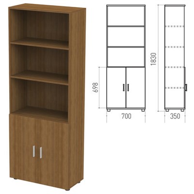 Шкаф полузакрытый "Канц", 700х350х1830 мм, цвет орех пирамидальный (КОМПЛЕКТ) 980006