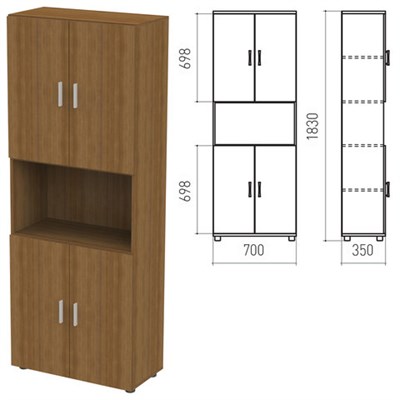 Шкаф полузакрытый "Канц", 700х350х1830 мм, цвет орех пирамидальный (КОМПЛЕКТ) 980010