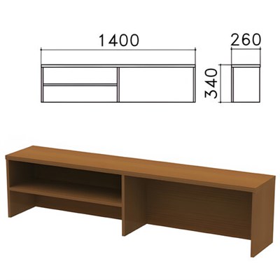 Надстройка для стола письменного "Монолит", 1400х260х340 мм, 1 полка, цвет орех гварнери, НМ38.3 640196