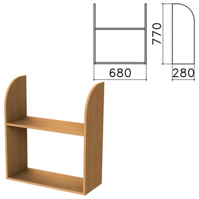 Полка навесная настенная "Монолит", 680х280х770 мм, цвет бук бавария, ПМ40.1 640218