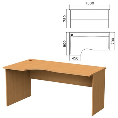 Стол письменный эргономичный "Монолит", 1600х900х750 мм, левый, цвет бук бавария, СМ7.1 640107