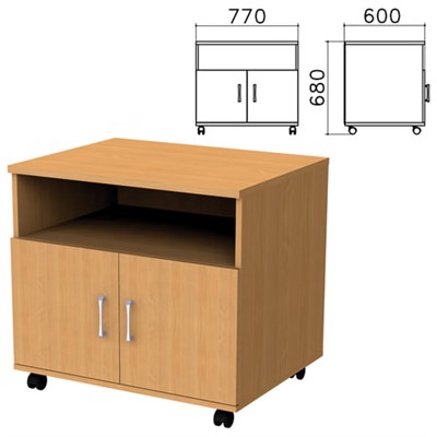 Тумба для оргтехники "Монолит", 770х600х680 мм, 2 двери, полка, цвет бук бавария, ТМ30.1 640141