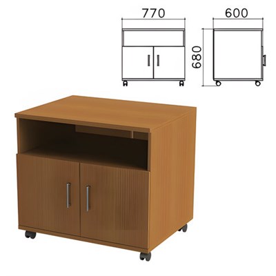 Тумба для оргтехники "Монолит", 770х600х680 мм, 2 двери, полка, цвет орех гварнери, ТМ30.3 640142