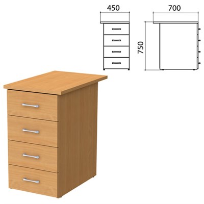Тумба приставная "Монолит", 450х700х750 мм, цвет бук бавария (КОМПЛЕКТ) 980072