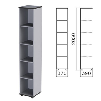 Шкаф (стеллаж) "Монолит", 370х390х2050 мм, 4 полки, цвет серый, КМ45.11 640176
