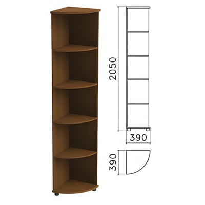 Шкаф (стеллаж) угловой "Монолит", 390х390х2050 мм, 4 полки, цвет орех гварнери, УМ46.3 640187