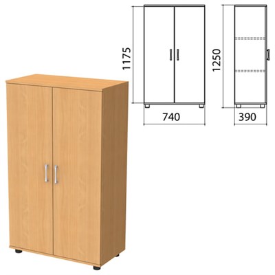 Шкаф закрытый "Монолит", 740х390х1250 мм, цвет бук бавария (КОМПЛЕКТ) 980111