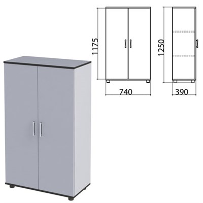 Шкаф закрытый "Монолит", 740х390х1250 мм, цвет серый (КОМПЛЕКТ) 980113