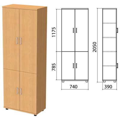 Шкаф закрытый "Монолит", 740х390х2050 мм, цвет бук бавария (КОМПЛЕКТ) 980087