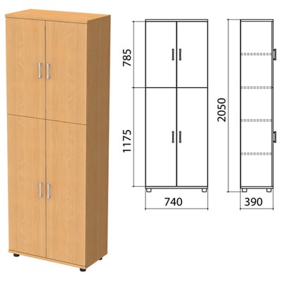 Шкаф закрытый "Монолит", 740х390х2050 мм, цвет бук бавария (КОМПЛЕКТ) 980090
