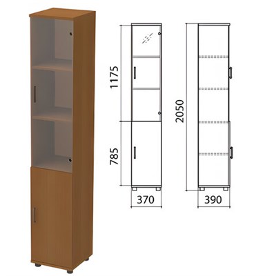 Шкаф закрытый со стеклом "Монолит", 370х390х2050 мм, цвет орех гварнери (КОМПЛЕКТ) 980100