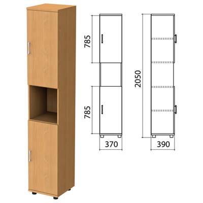 Шкаф полузакрытый "Монолит", 370х390х2050 мм, цвет бук бавария (КОМПЛЕКТ) 980096