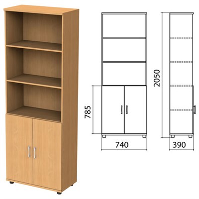 Шкаф полузакрытый "Монолит", 740х390х2050 мм, цвет бук бавария (КОМПЛЕКТ) 980075
