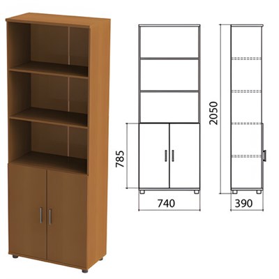 Шкаф полузакрытый "Монолит", 740х390х2050 мм, цвет орех гварнери (КОМПЛЕКТ) 980076