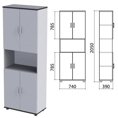 Шкаф полузакрытый "Монолит", 740х390х2050 мм, цвет серый (КОМПЛЕКТ) 980083