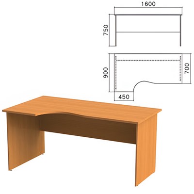 Стол письменный эргономичный "Фея", 1600х900х750 мм, левый, цвет орех милан, СФ09.5 640009