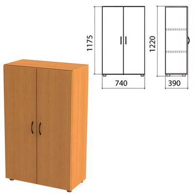 Шкаф закрытый "Фея", 740х390х1220 мм, цвет орех милан (КОМПЛЕКТ) 980044