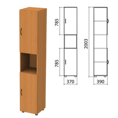 Шкаф полузакрытый "Фея", 370х390х2000 мм, цвет орех милан (КОМПЛЕКТ) 980039