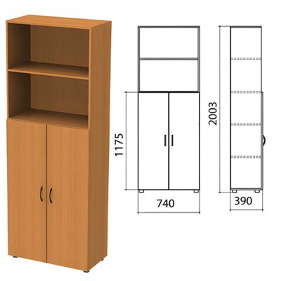 Шкаф полузакрытый "Фея", 740х390х2000 мм, цвет орех милан (КОМПЛЕКТ) 980034
