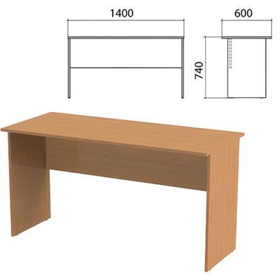 Стол письменный "Эко", 1400х600х740 мм, бук бавария, 400746-55 640241